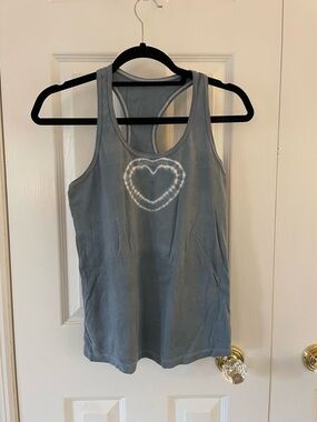 Women's Blue Tie-Dye Heart Racerback Tank Top